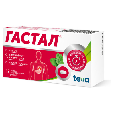 ГАСТАЛ ТАБ Д/РАСС МЯТА №12/ТЕВА/ фото в интернет-аптеке Склад Лекарств