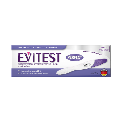 ТЕСТ Д/ОПР БЕРЕМЕННОСТИ ЭВИТЕСТ ПЕРФЕКТ СТРУЙНЫЙ №1 фото в интернет-аптеке Склад Лекарств