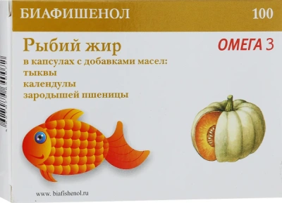 РЫБИЙ ЖИР БИАФИШЕНОЛ ОМЕГА3 КАПС №100 фото в интернет-аптеке Склад Лекарств