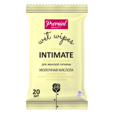 ПРЕМИАЛ САЛФЕТКИ ВЛАЖНЫЕ ДЛЯ ИНТИМ ГИГИЕНЫ МОЛОЧНАЯ К-ТА №20 фото в интернет-аптеке Склад Лекарств