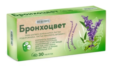 БРОНХОЦВЕТ BIOFORTE ТАБ ШАЛФЕЙ ЭВКАЛИПТ МЕД №30 фото в интернет-аптеке Склад Лекарств