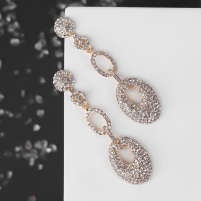 СЕРЬГИ ВИСЯЧИЕ СО СТРАЗАМИ СЦЕПЛЕНИЕ фото в интернет-аптеке Склад Лекарств