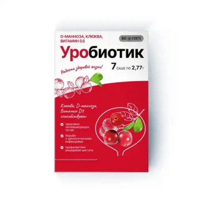 D-МАННОЗА УРОБИОТИК BIOFORTE ПОР 2000МГ С ЭКСТР КЛЮКВЫ И ВИТ D3 САШЕ №7/ПУЛЬС/ фото в интернет-аптеке Склад Лекарств