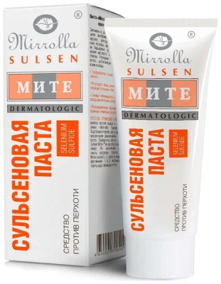 СУЛЬСЕН МИТЕ ПАСТА СУЛЬСЕНОВАЯ ПРОТИВ ПЕРХОТИ 1% 40МЛ/МИРРОЛЛА/ фото в интернет-аптеке Склад Лекарств