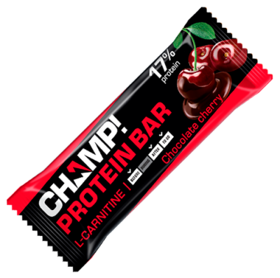 БАТОНЧИК CHAMP ПРОТЕИНОВЫЙ ШОКОЛАДНАЯ ВИШНЯ 45Г 132333 фото в интернет-аптеке Склад Лекарств