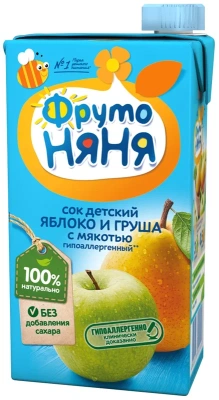 ФРУТОНЯНЯ СОК ЯБЛОКО И ГРУША С МЯКОТЬЮ С 3ЛЕТ 500МЛ фото в интернет-аптеке Склад Лекарств