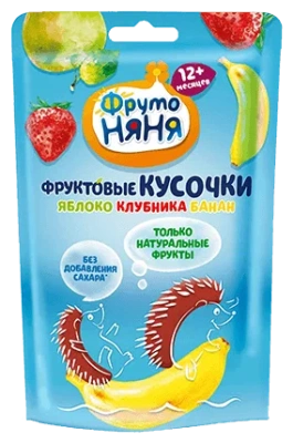 ФРУТОНЯНЯ ФРУКТОВЫЕ КУСОЧКИ ЯБЛОКО КЛУБНИКА И БАНАН 12МЕС+15Г фото в интернет-аптеке Склад Лекарств