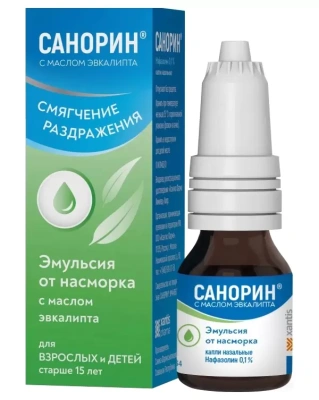 САНОРИН КАПЛИ С МАСЛОМ ЭВКАЛИПТА 0,1% 10МЛ фото в интернет-аптеке Склад Лекарств