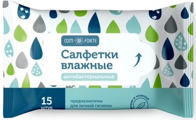 КОМФОРТЕ САЛФЕТКИ ВЛАЖНЫЕ АНТИБАКТЕРИАЛЬНЫЕ №15 фото в интернет-аптеке Склад Лекарств