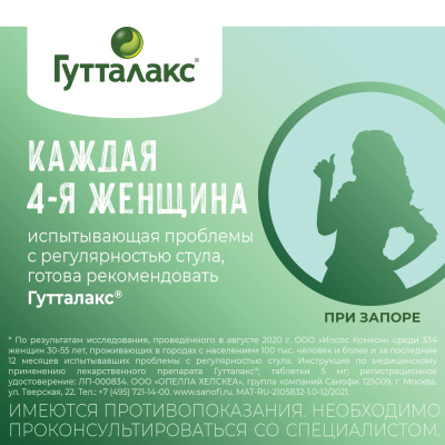 ГУТТАЛАКС ТАБ 5МГ №20 фото в интернет-аптеке Склад Лекарств