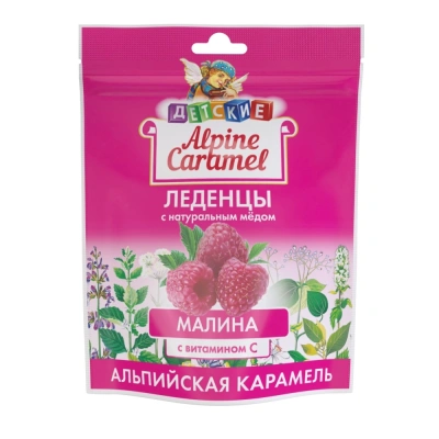 АЛЬПИЙСКАЯ КАРАМЕЛЬ ЛЕДЕНЦЫ ДЕТ С НАТУРАЛ МЕДОМ И ВИТ С МАССОЙ 3,3Г МАЛИНА 75Г фото в интернет-аптеке Склад Лекарств