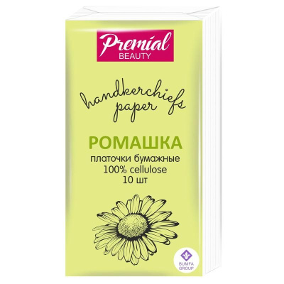 ПРЕМИАЛ ПЛАТОЧКИ БУМАЖНЫЕ 3-Х СЛОЙНЫЕ РОМАШКА №10 фото в интернет-аптеке Склад Лекарств