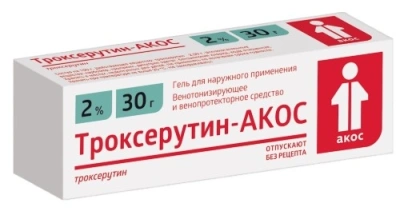 ТРОКСЕРУТИН-АКОС ГЕЛЬ 2% 30Г/СИНТЕЗ/ фото в интернет-аптеке Склад Лекарств