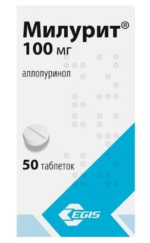 МИЛУРИТ АЛЛОПУРИНОЛ ТАБ 100МГ №50/EGIS/ цена от 132.86 купить в аптеках Склад Лекарств, инструкция по применению.